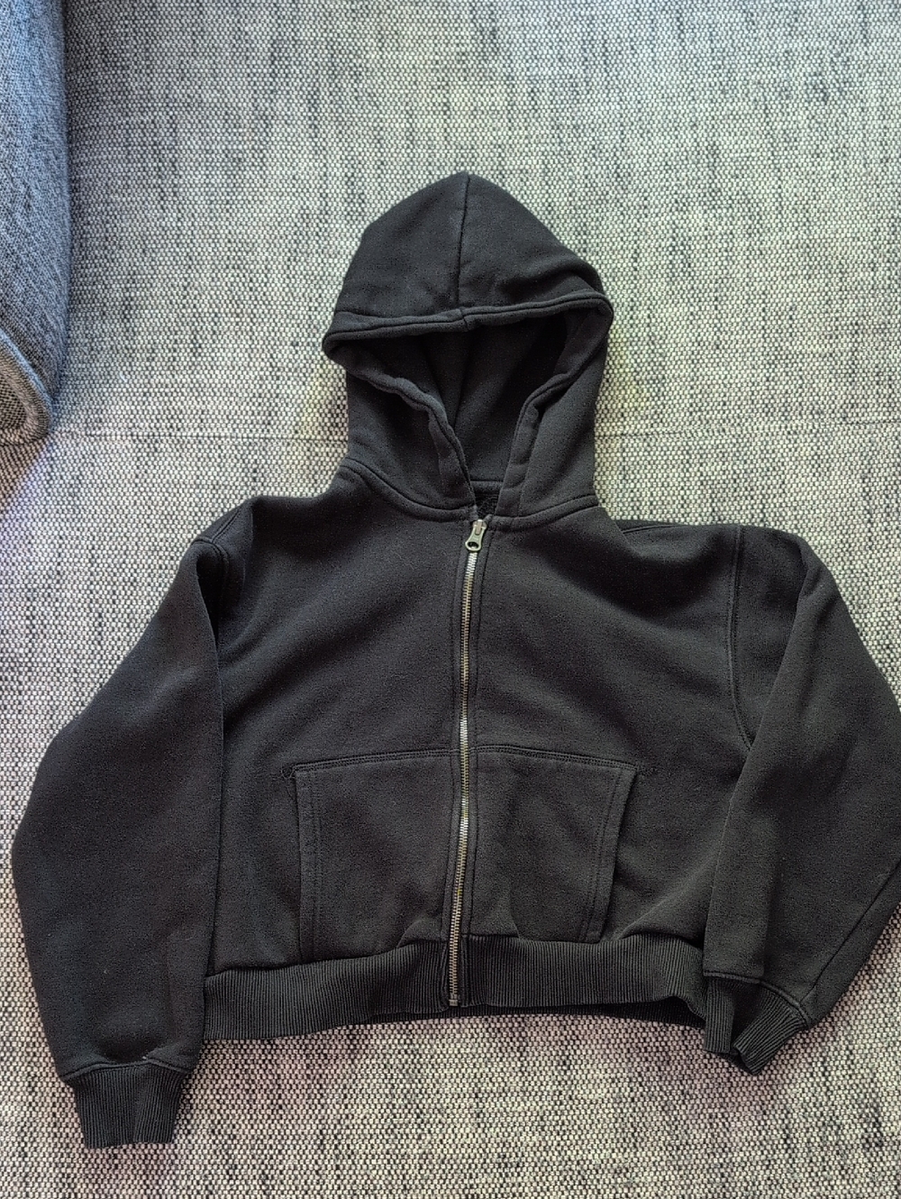 Zara Black Hooded Zip Front Kids Jacket
